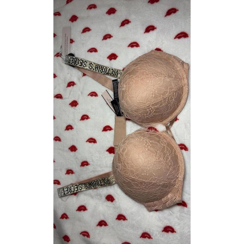Victoria's Secret Bombshell Bra 32B  NWT Tan Shine Strap
